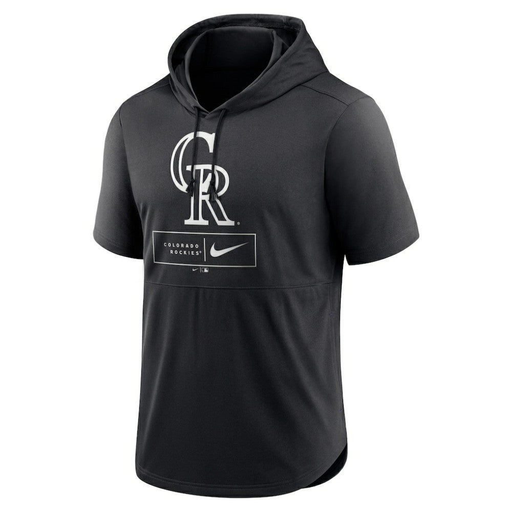 Colorado Rockies Lockup Performance Short Sleeve Lightweight Hooded Top Black