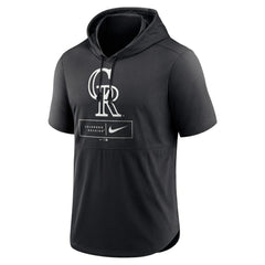 Colorado Rockies Lockup Performance Short Sleeve Lightweight Hooded Top Black