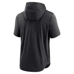 Colorado Rockies Lockup Performance Short Sleeve Lightweight Hooded Top Black