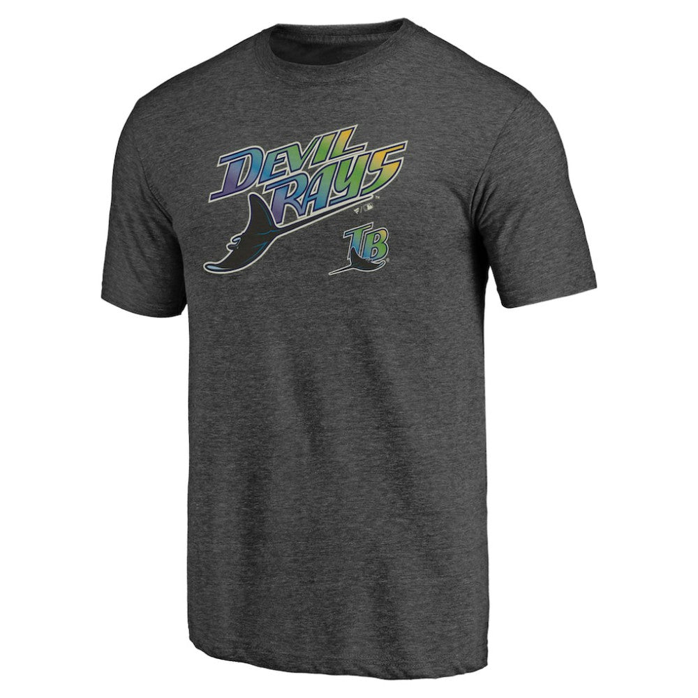 Tampa Bay Rays Cooperstown Collection Series Sweep Tri-Blend T-Shirt Heather Charcoal