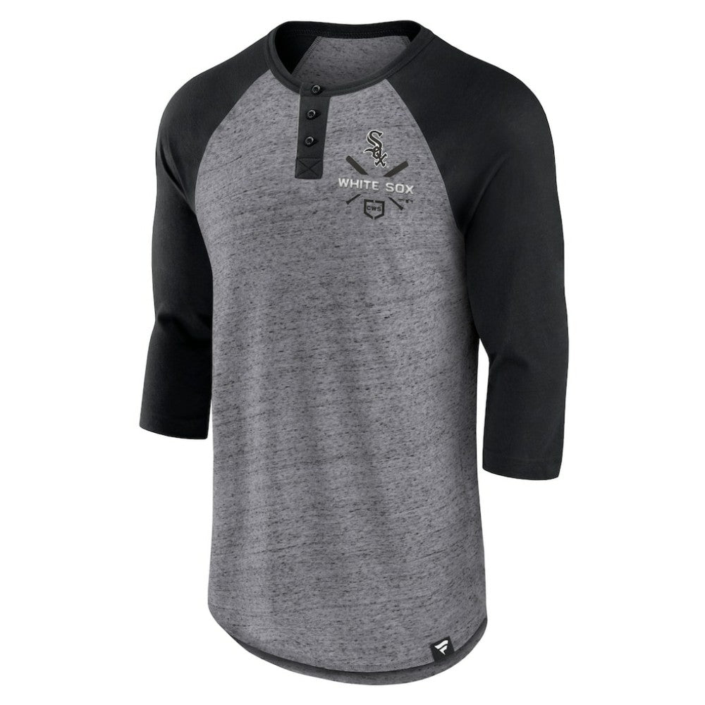Chicago White Sox Iconic Above Heat Speckled Raglan Henley 3/4 Sleeve T-Shirt Heathered Gray/Black