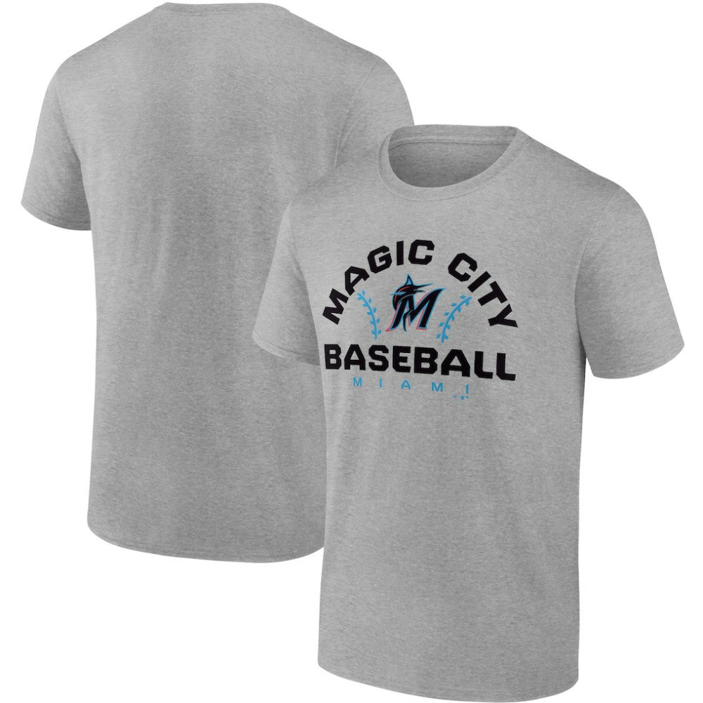 Miami Marlins Iconic Go for Two T-Shirt Heathered Gray