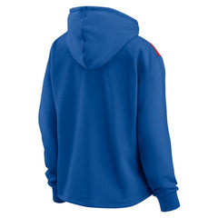 Chicago Cubs Women's Iconic Overslide Color-Block Quarter-Zip Hoodie Royal