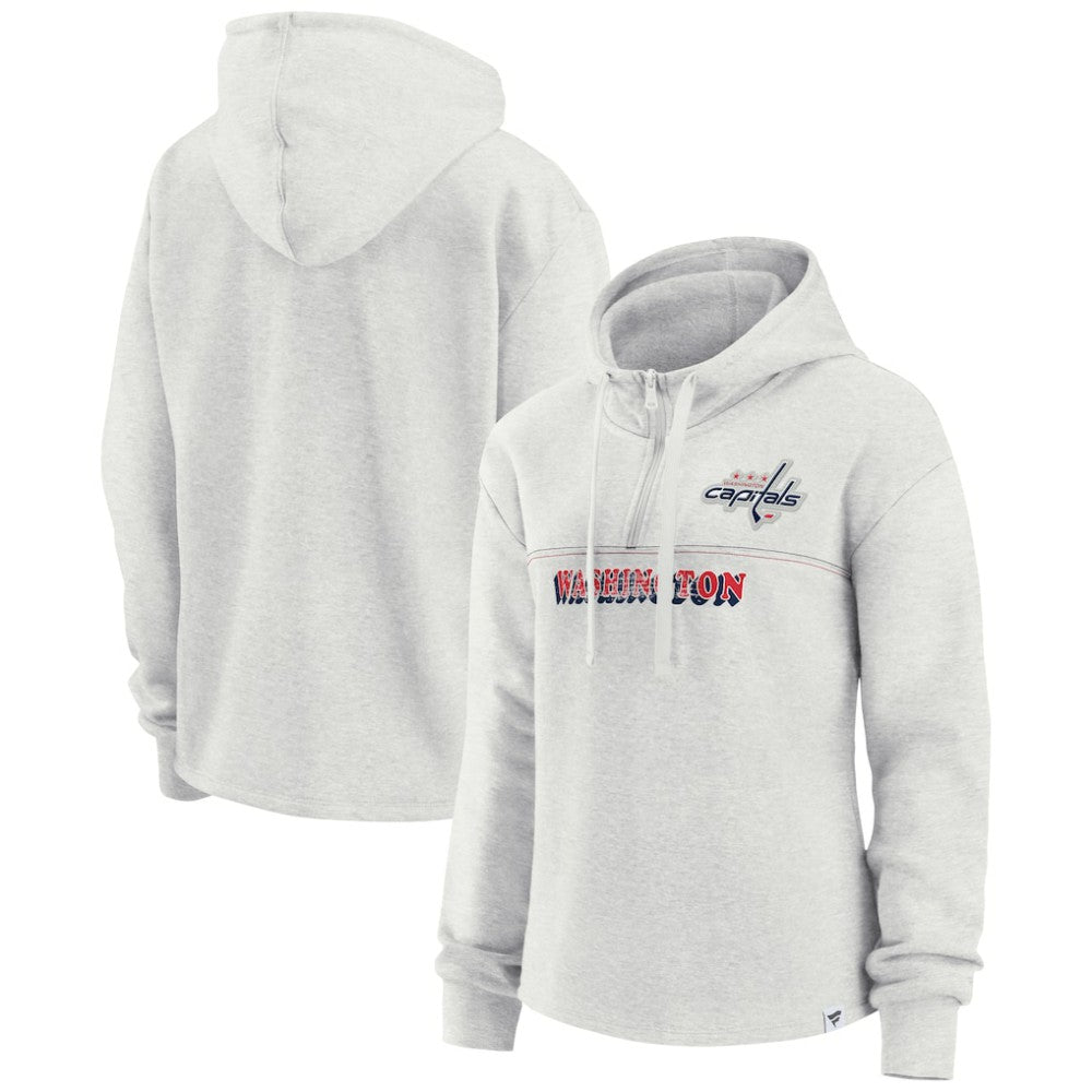 Washington Capitals Fanatics Women's True Classics Legacy Quarter-Zip Hoodie - Ash Hoodies