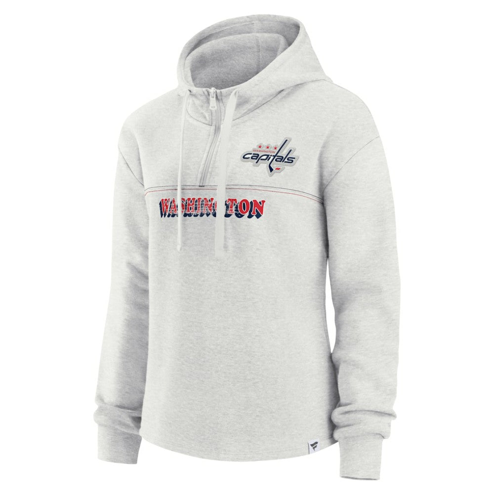 Washington Capitals Fanatics Women's True Classics Legacy Quarter-Zip Hoodie - Ash Hoodies