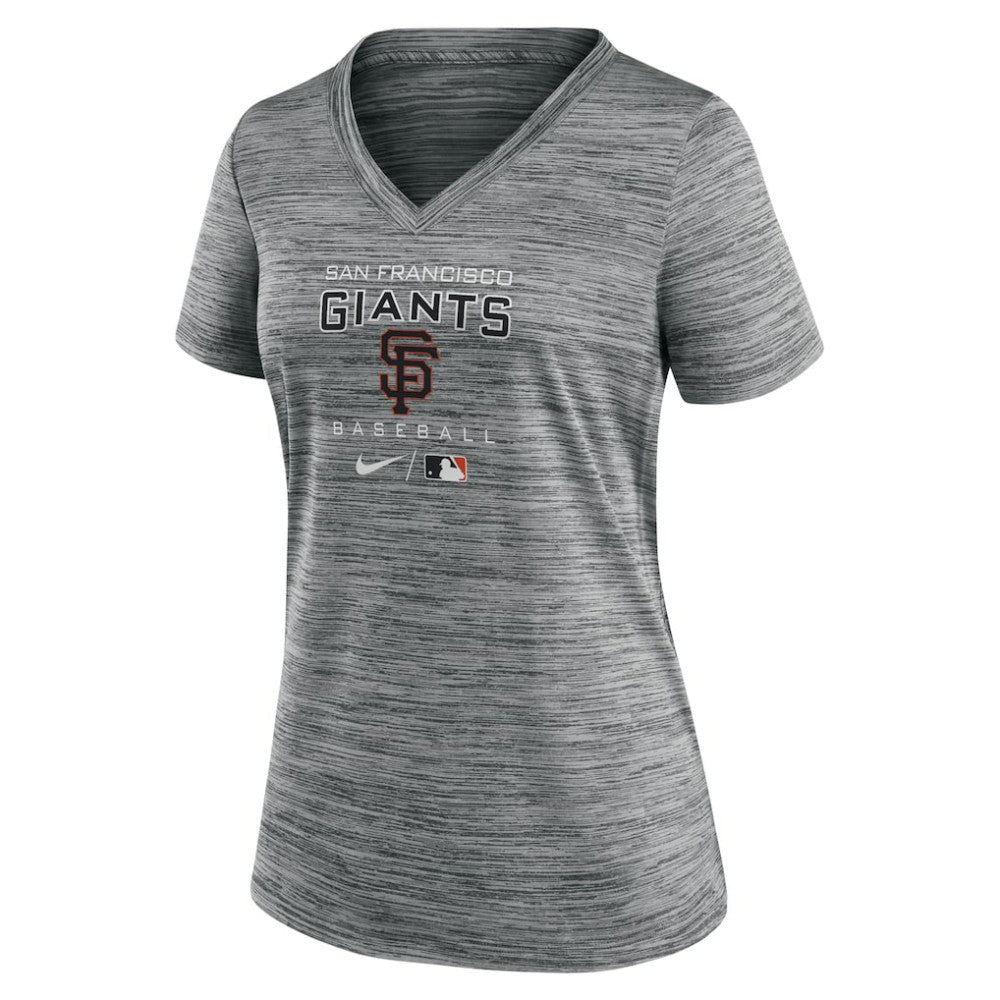 San Francisco Giants Women's Authentic Collection Velocity Performance V-Neck T-Shirt Anthracite