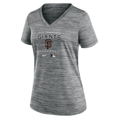 San Francisco Giants Women's Authentic Collection Velocity Performance V-Neck T-Shirt Anthracite