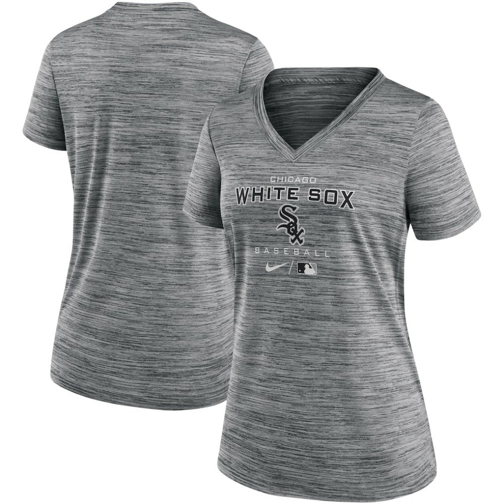 Chicago White Sox Women's Authentic Collection Velocity Performance V-Neck T-Shirt Anthracite