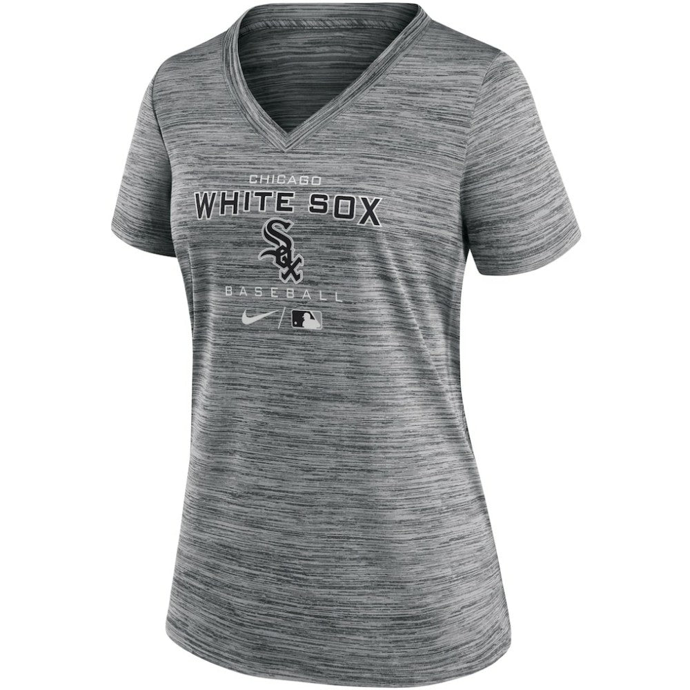 Chicago White Sox Women's Authentic Collection Velocity Performance V-Neck T-Shirt Anthracite