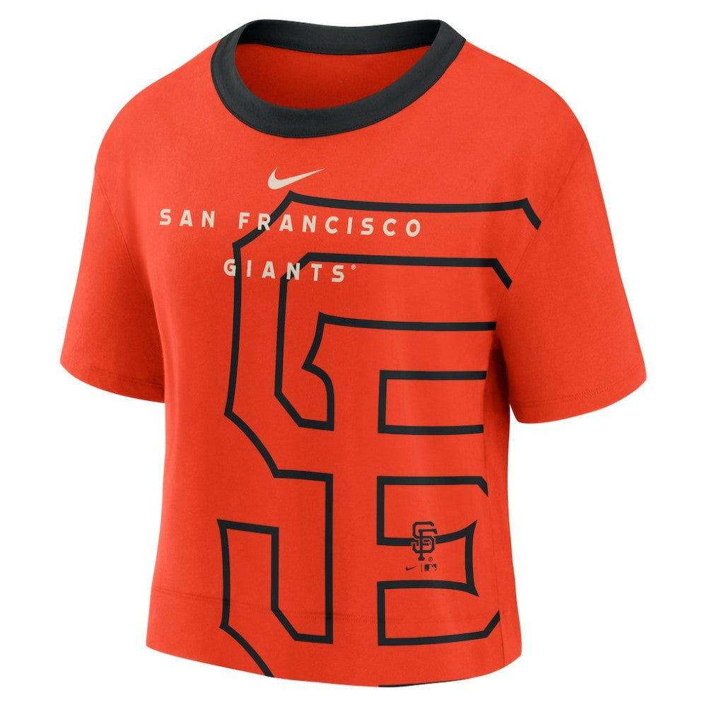 San Francisco Giants Women's Team First High Hip Boxy T-Shirt Orange/Black