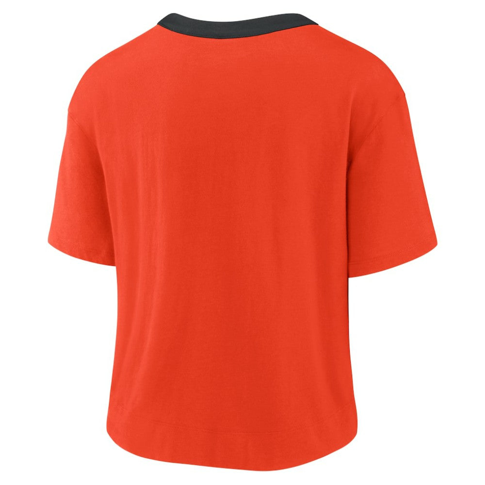 San Francisco Giants Women's Team First High Hip Boxy T-Shirt Orange/Black