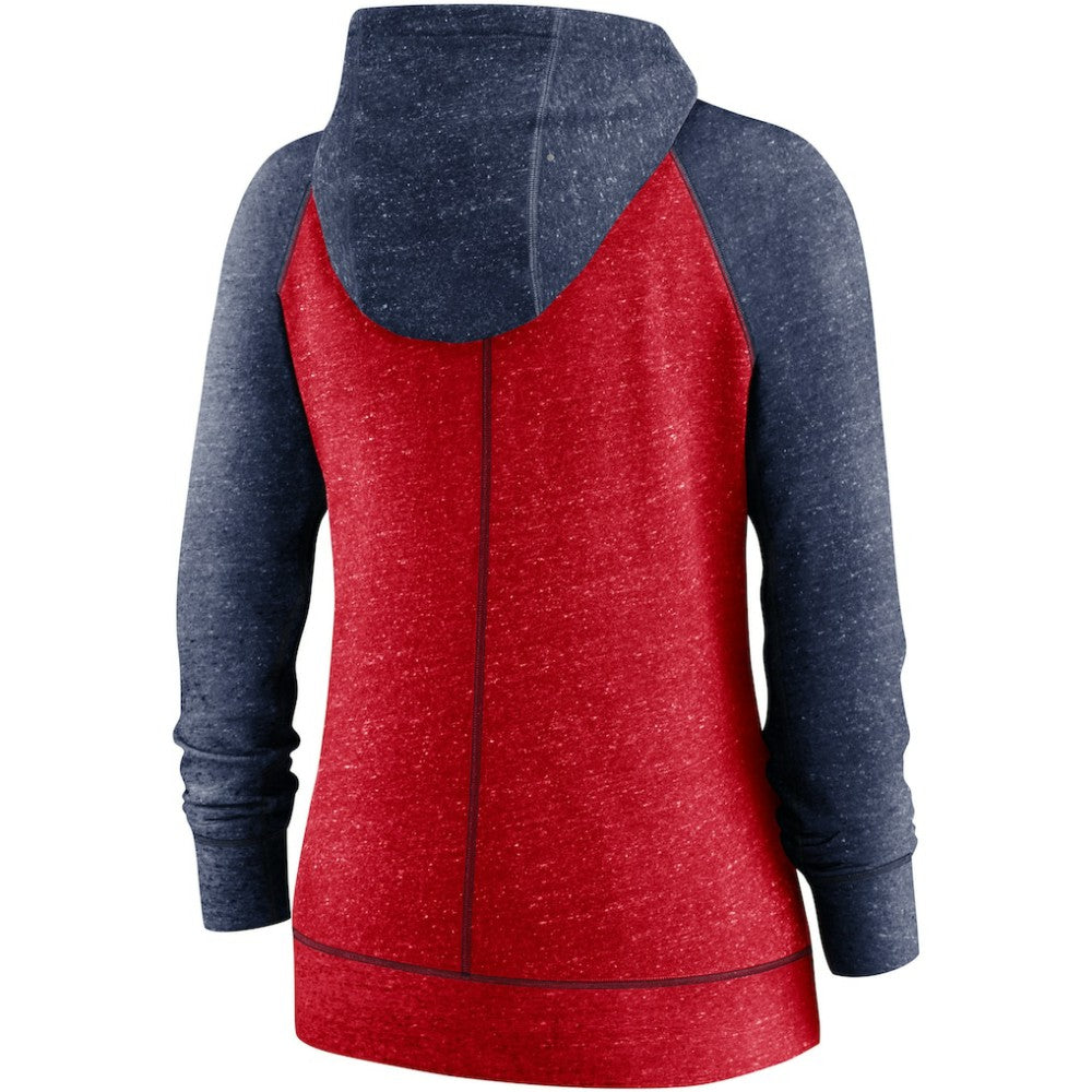 St. Louis Cardinals Women's Split Wordmark Gym Vintage Raglan Lightweight Full-Zip Hoodie Heather Red/Heather Navy