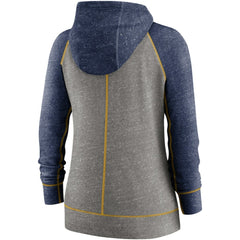 Milwaukee Brewers Women's Split Wordmark Gym Vintage Raglan Lightweight Full-Zip Hoodie Heather Charcoal/Heather Navy