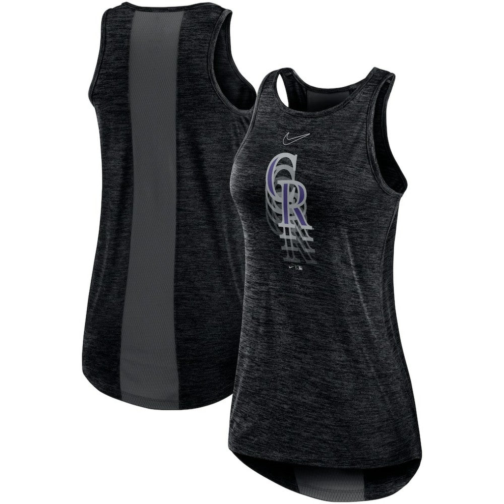 Colorado Rockies Women's Logo Fade High Neck Performance Tank Top Black