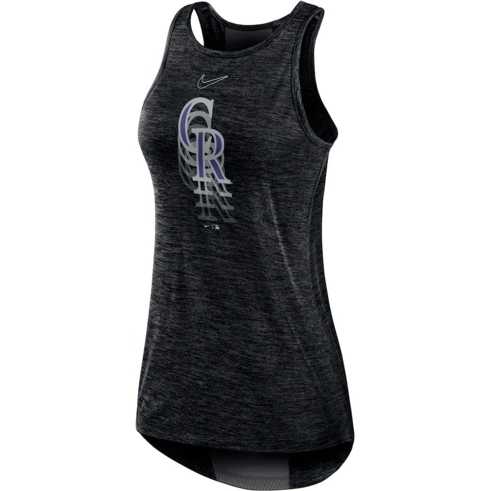Colorado Rockies Women's Logo Fade High Neck Performance Tank Top Black