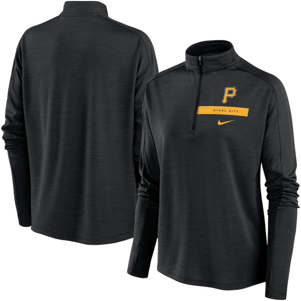 Pittsburgh Pirates Women's Primetime Local Touch Pacer Quarter-Zip Top Black