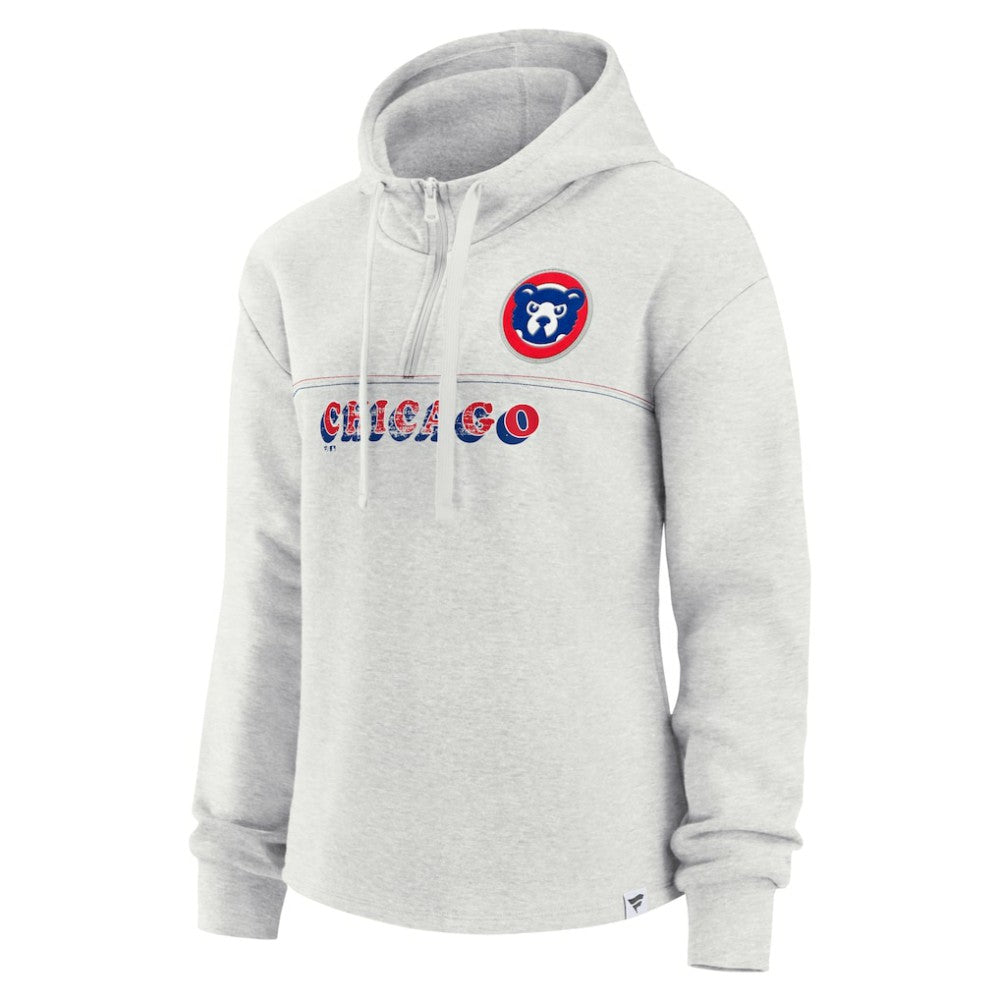 Chicago Cubs Women's True Classics Legacy Quarter-Zip Hoodie Oatmeal