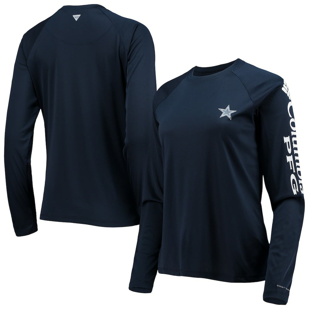 Dallas Cowboys Women's Tidal Omni-Shade Raglan Long Sleeve T-Shirt - Navy/White cheap