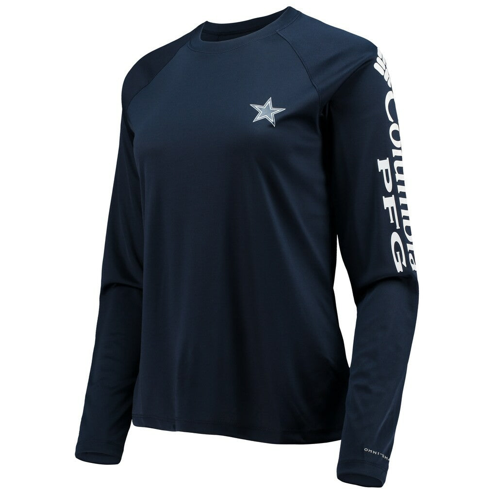 Dallas Cowboys Women's Tidal Omni-Shade Raglan Long Sleeve T-Shirt - Navy/White cheap