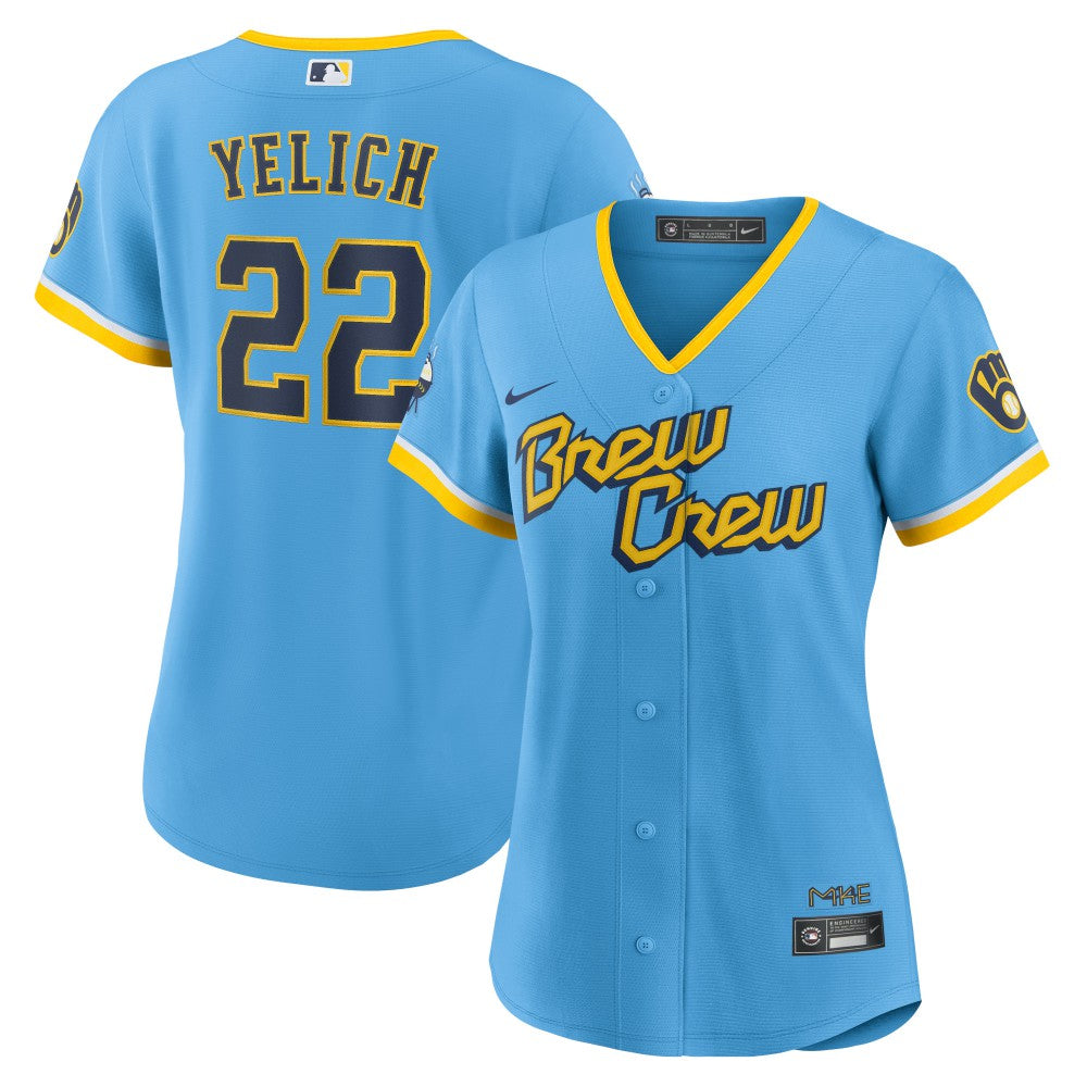 Christian Yelich Milwaukee Brewers Women's City Connect Replica Player Jersey Powder Blue