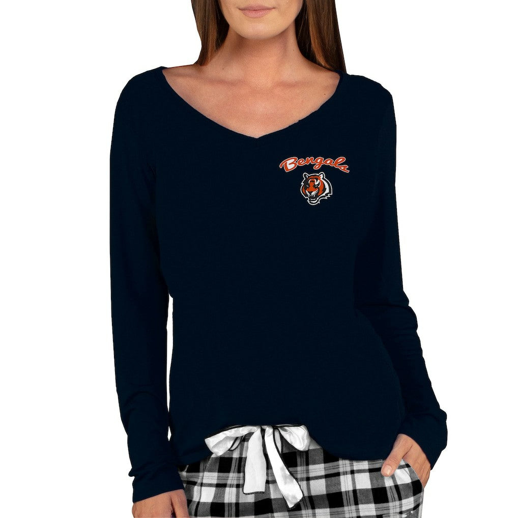 Cincinnati Bengals Concepts Sport Women's Marathon Knit Long Sleeve Lightweight V-Neck Lounge Top - Black for sale