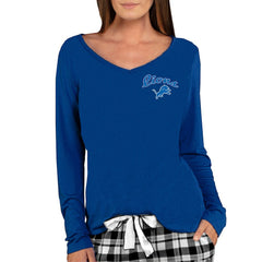 Detroit Lions Concepts Sport Women's Marathon Knit Long Sleeve Lightweight V-Neck Lounge Top - Blue for sale