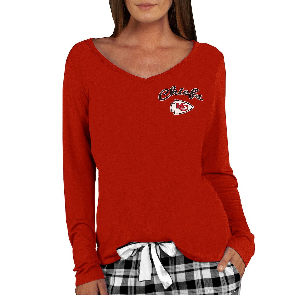 Kansas City Chiefs Concepts Sport Women's Marathon Knit Long Sleeve Lightweight V-Neck Lounge Top - Red sale