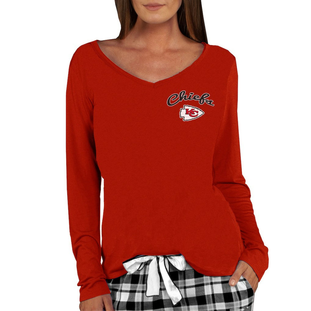 Kansas City Chiefs Concepts Sport Women's Marathon Knit Long Sleeve Lightweight V-Neck Lounge Top - Red sale