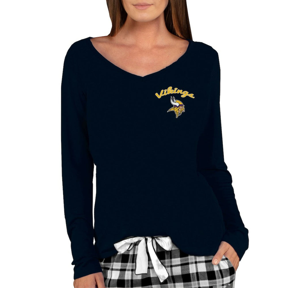 Minnesota Vikings Concepts Sport Women's Marathon Knit Long Sleeve Lightweight V-Neck Lounge Top - Black sale