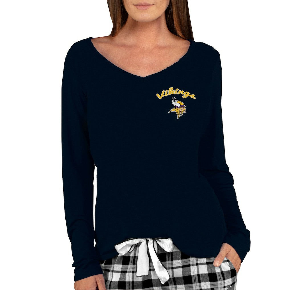 Minnesota Vikings Concepts Sport Women's Marathon Knit Long Sleeve Lightweight V-Neck Lounge Top - Black sale
