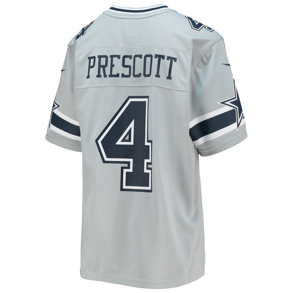 Dak Prescott Dallas Cowboys Youth Inverted Team Game Jersey - Silver for sale