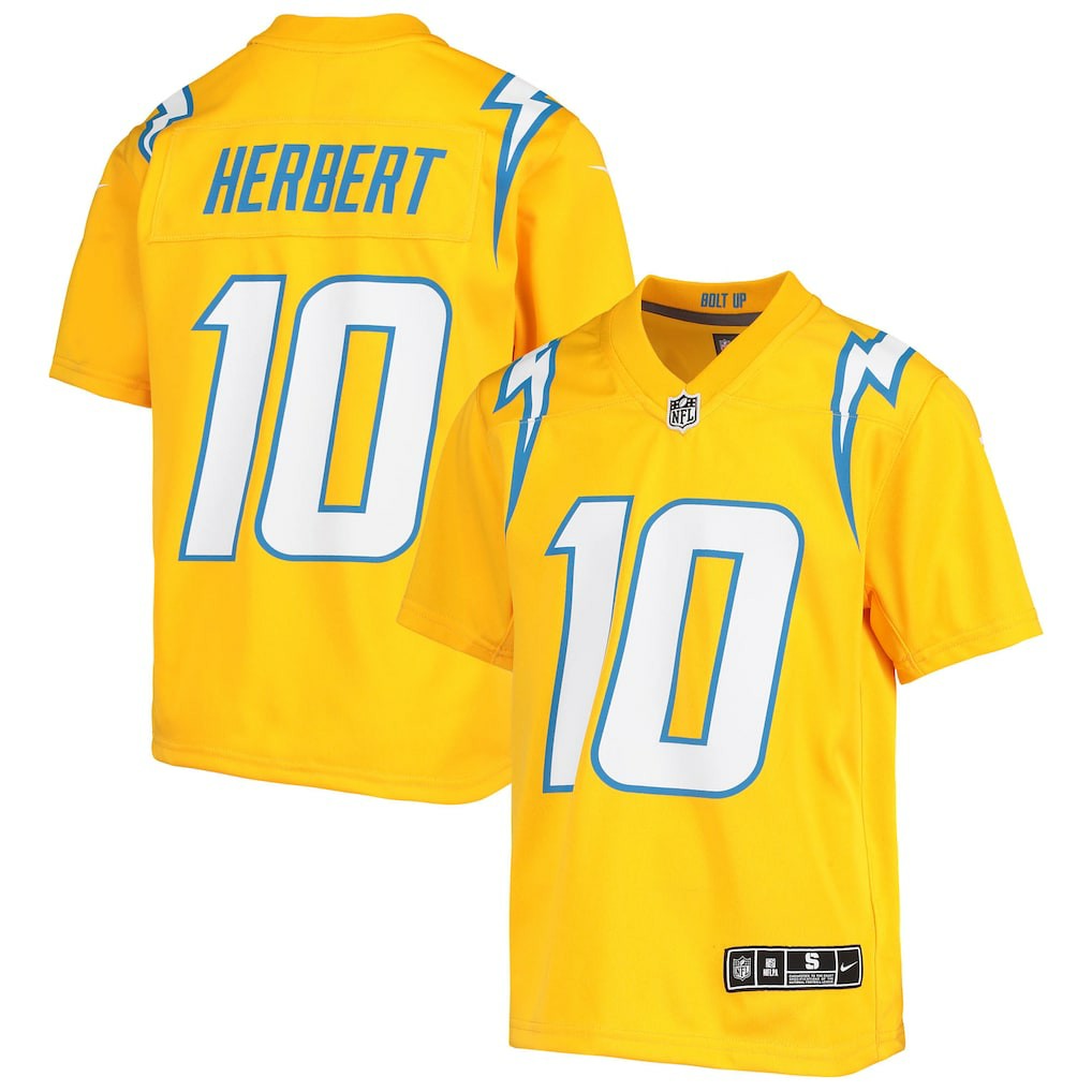 Justin Herbert Los Angeles Chargers Youth Inverted Team Game Jersey - Gold on sale