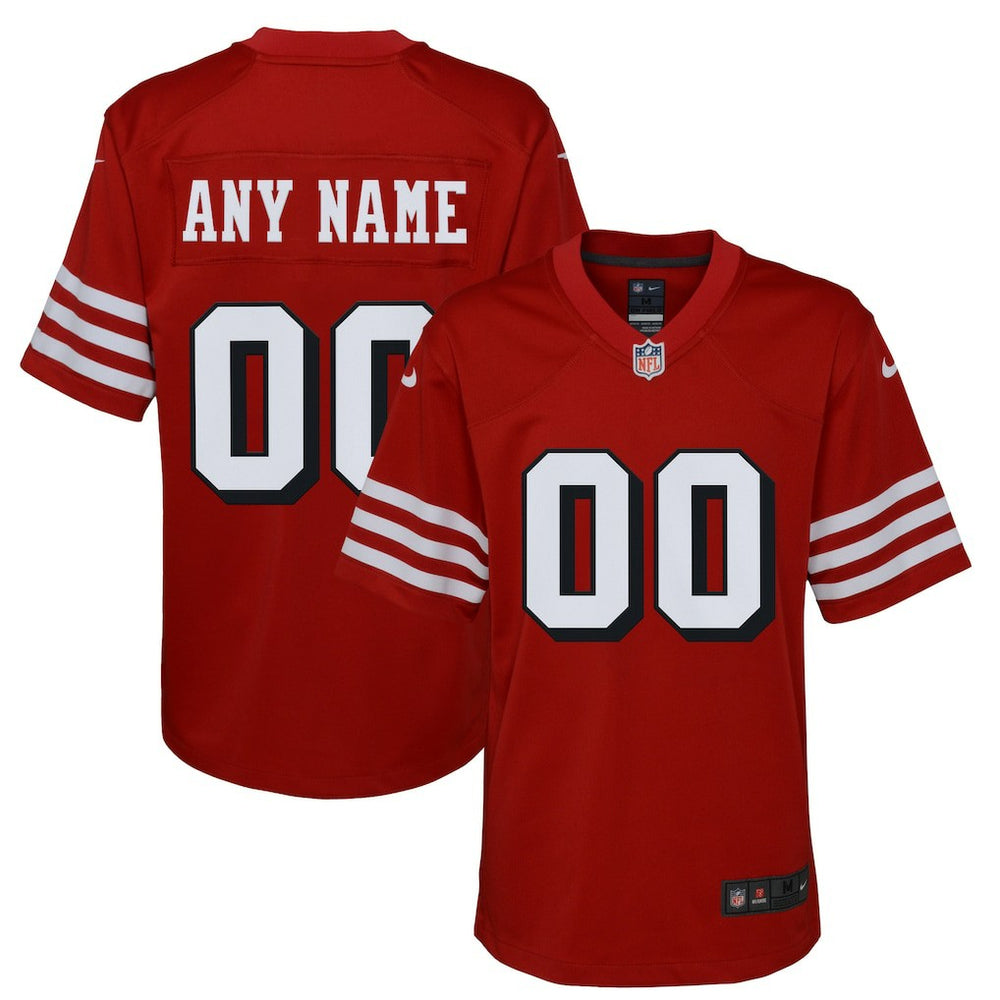 San Francisco 49ers Youth Alternate Custom Game Jersey - Scarlet on sale
