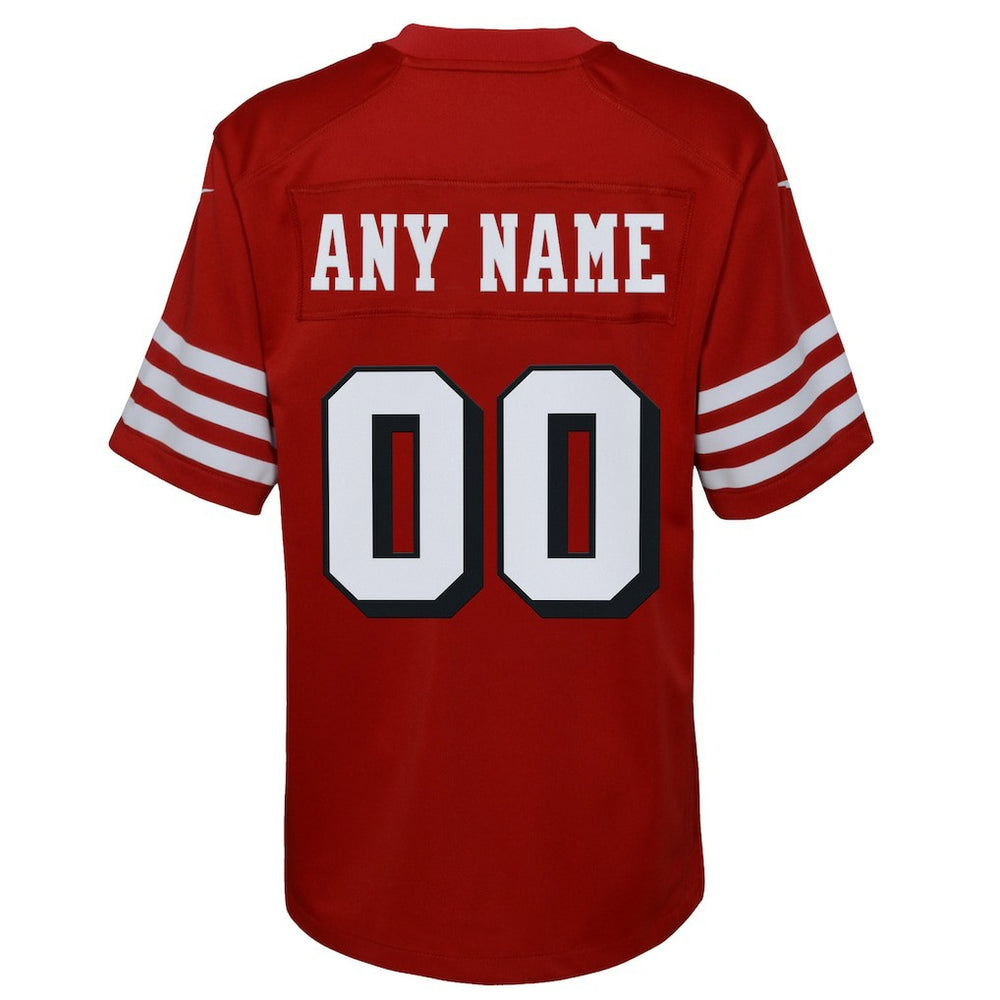San Francisco 49ers Youth Alternate Custom Game Jersey - Scarlet on sale