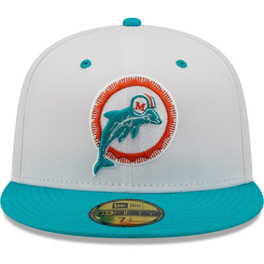 Miami Dolphins New Era Flipside 2Tone 59FIFTY Fitted Hat - White/Aqua discount
