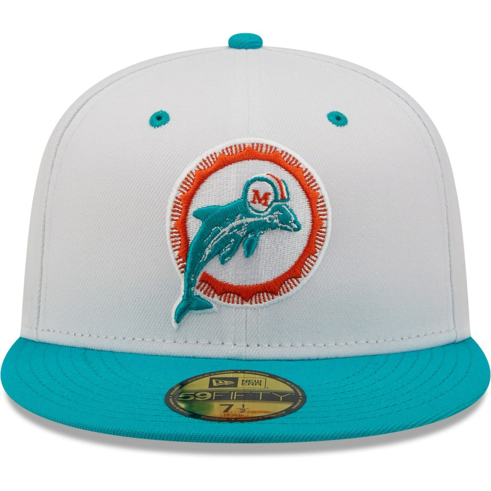 Miami Dolphins New Era Flipside 2Tone 59FIFTY Fitted Hat - White/Aqua discount