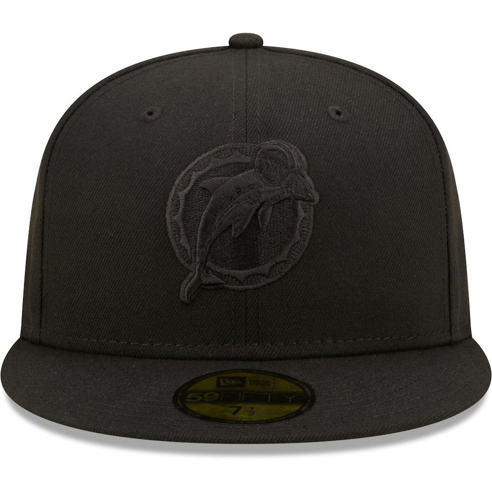 Miami Dolphins New Era Team Black on Black Alternate Logo 59FIFTY Fitted Hat on sale