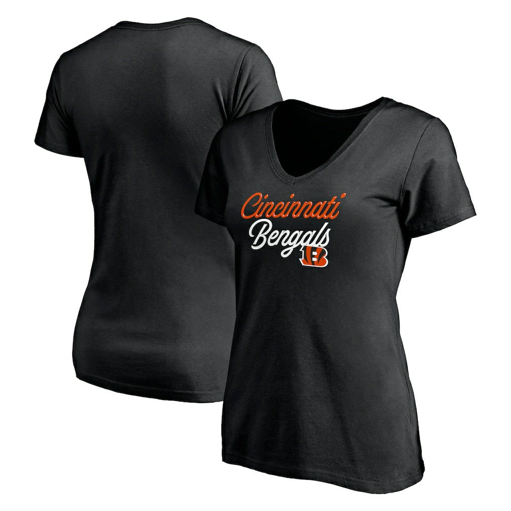 Cincinnati Bengals Women's Long Stride V-Neck T-Shirt - Black cheap