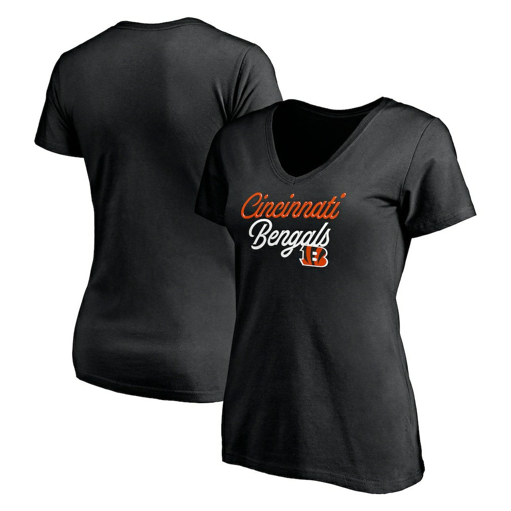 Cincinnati Bengals Women's Long Stride V-Neck T-Shirt - Black cheap