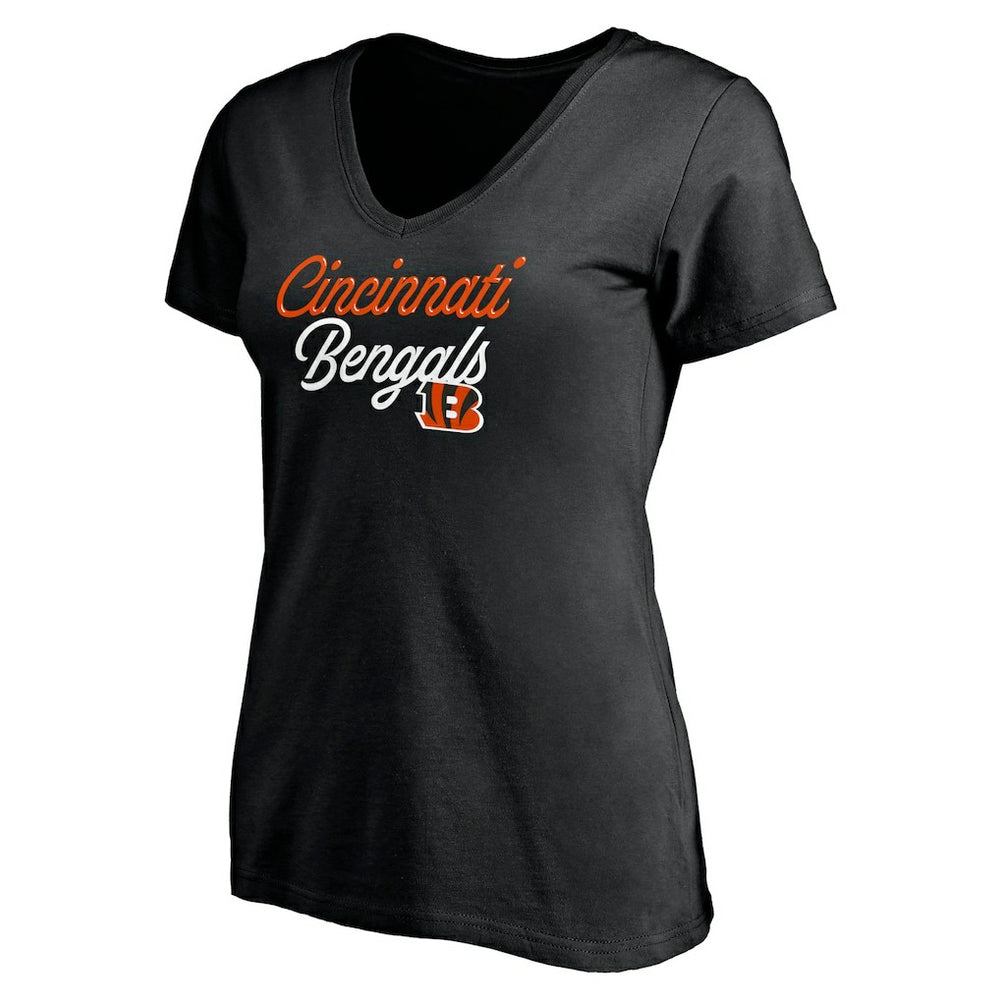 Cincinnati Bengals Women's Long Stride V-Neck T-Shirt - Black cheap