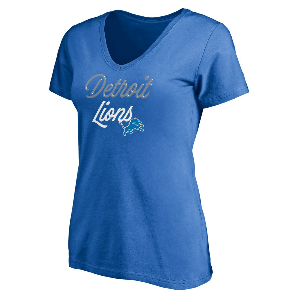 Detroit Lions Women's Long Stride V-Neck T-Shirt - Blue sale