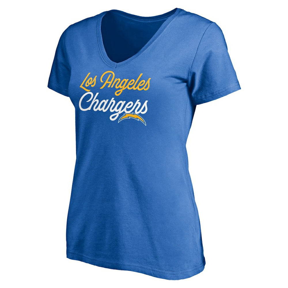 Los Angeles Chargers Women's Long Stride V-Neck T-Shirt - Powder Blue sale