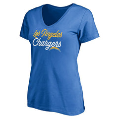 Los Angeles Chargers Women's Long Stride V-Neck T-Shirt - Powder Blue sale