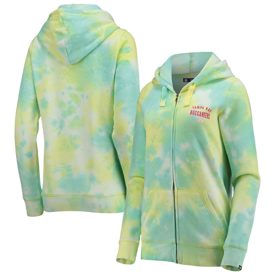 Tampa Bay Buccaneers New Era Women's Ice-Dye Full-Zip Hoodie - White on sale