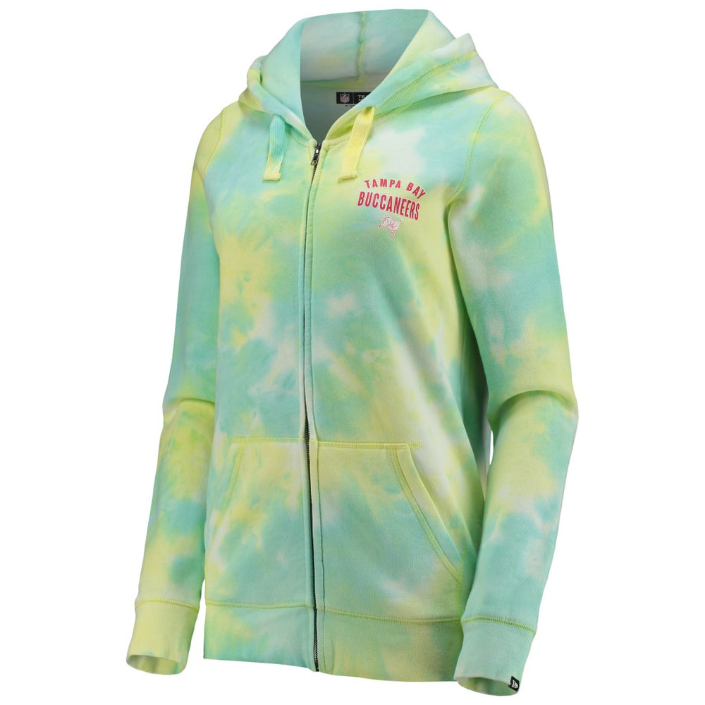 Tampa Bay Buccaneers New Era Women's Ice-Dye Full-Zip Hoodie - White on sale