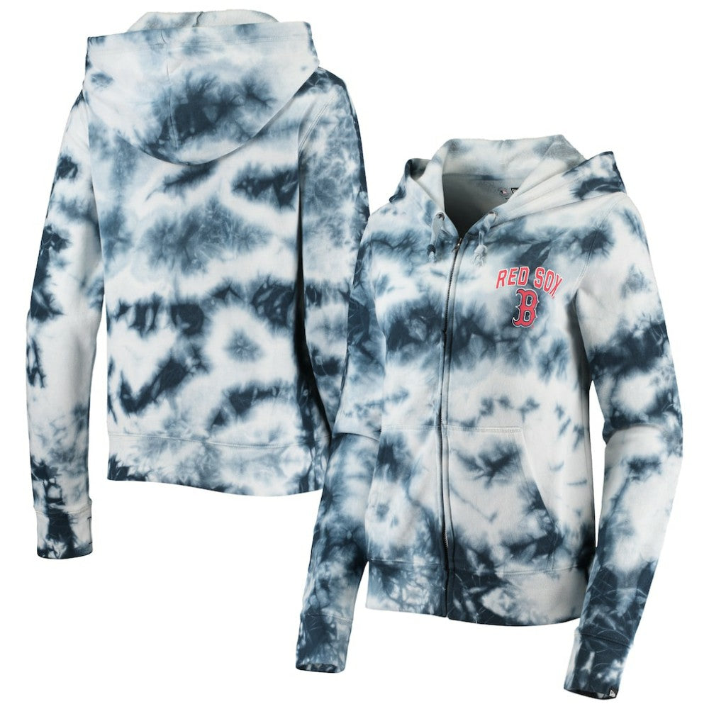 Boston Red Sox Women's Tie-Dye Fleece Full-Zip Hoodie Navy
