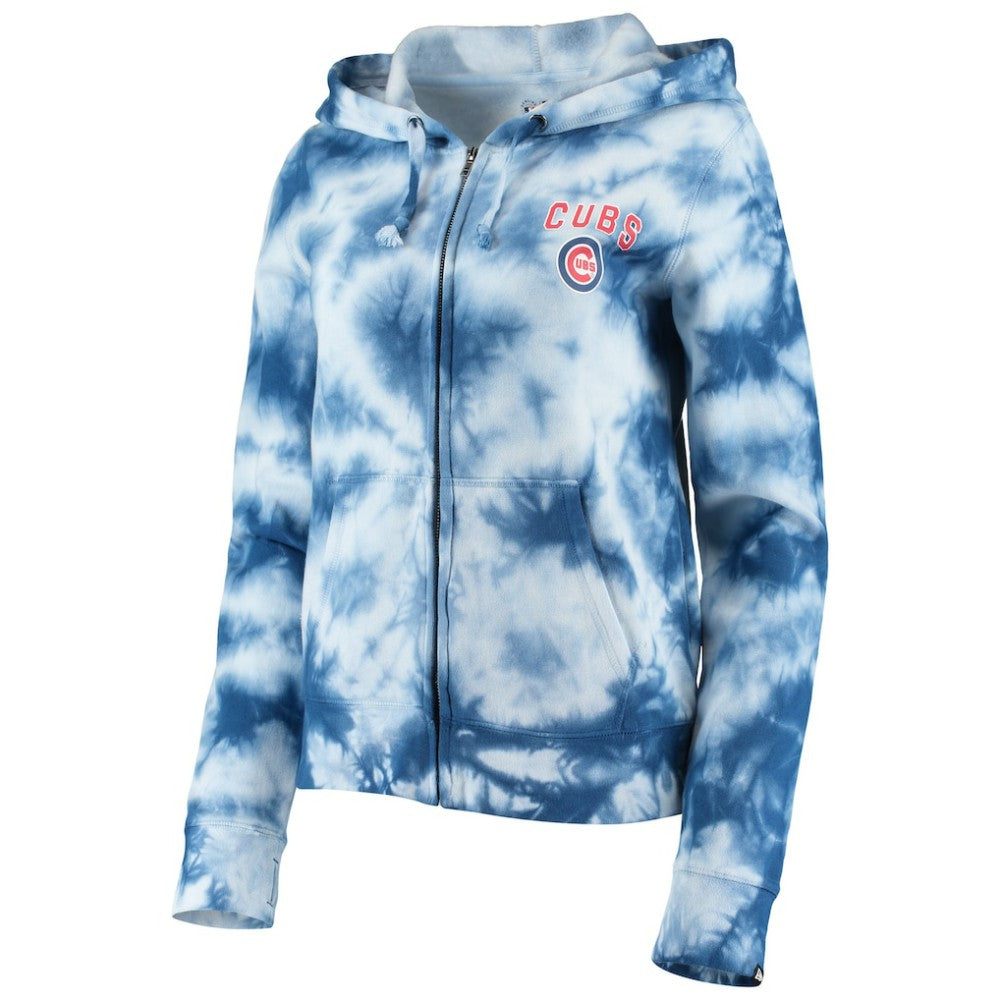 Chicago Cubs Women's Tie-Dye Fleece Full-Zip Hoodie Royal