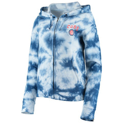 Chicago Cubs Women's Tie-Dye Fleece Full-Zip Hoodie Royal