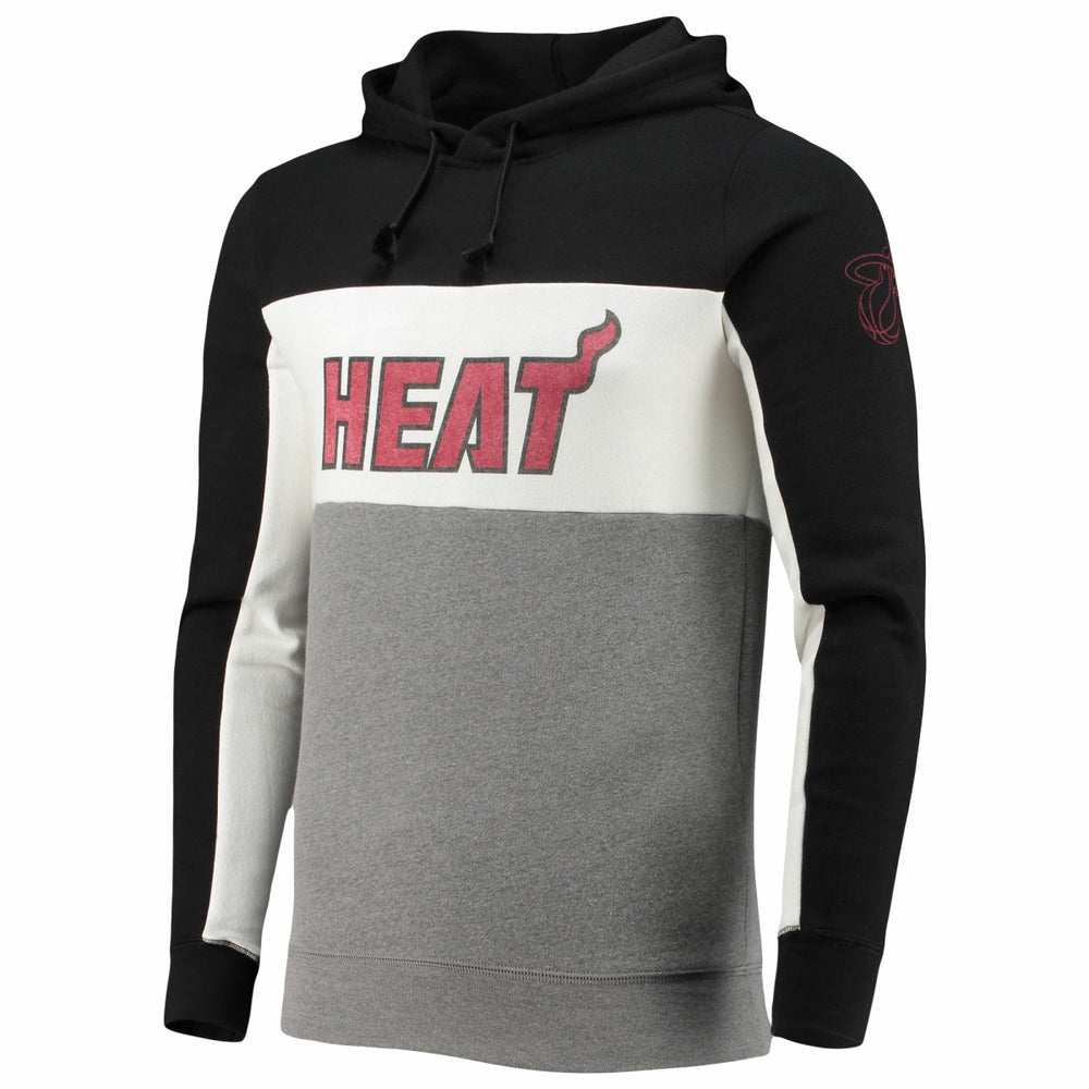 Miami Heat Junk Food Wordmark Colorblock Fleece Pullover Hoodie - Black/White outlet