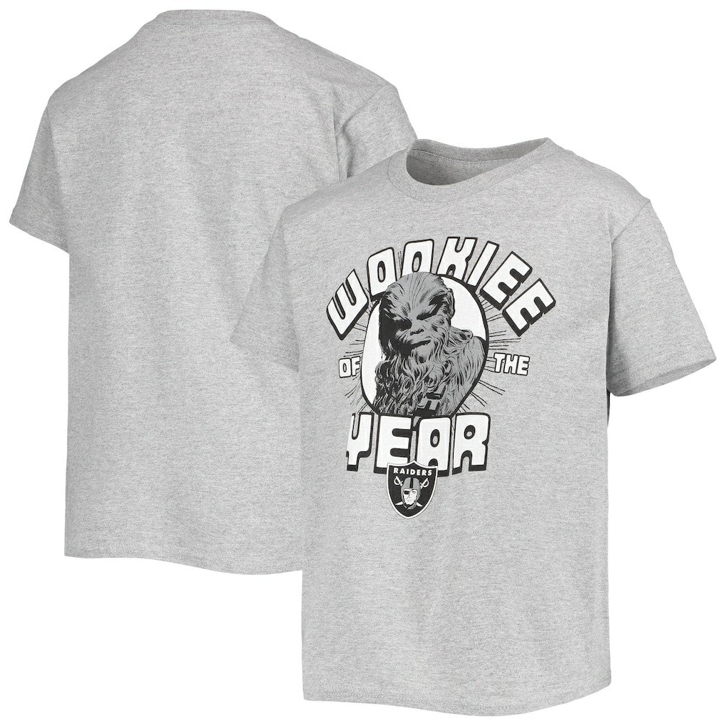 Las Vegas Raiders Junk Food Youth Star Wars Wookie Of The Year T-Shirt - Heathered Gray discount